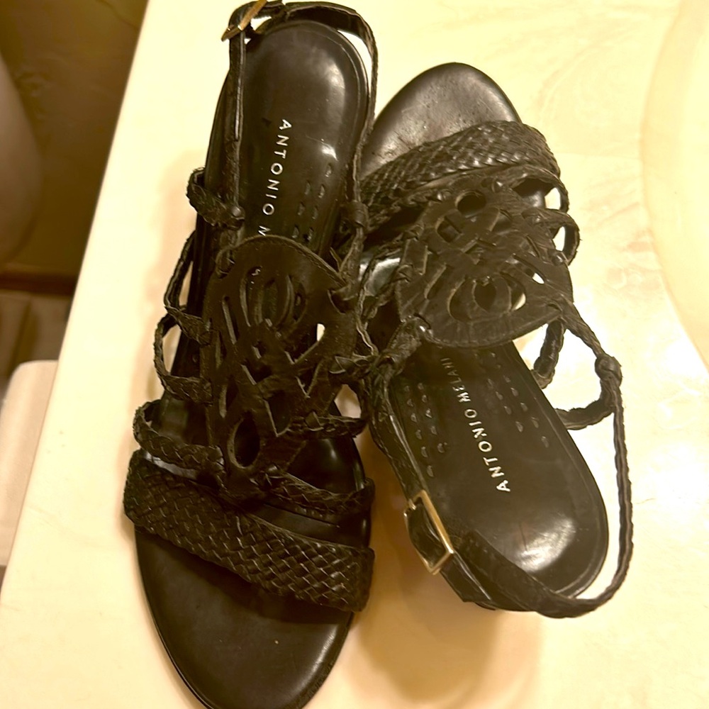 LIKE NEW. Without box. All leather straps wedge sandals